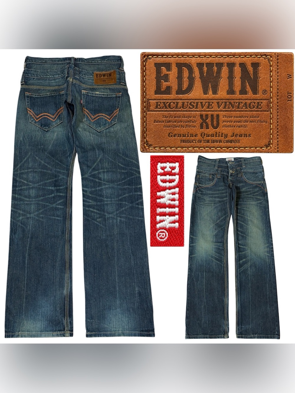 Vintage y2k style EDWIN Orange stitching design denim jeans